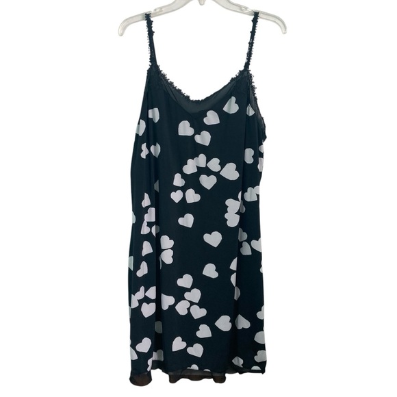 Soma Intimates Chemise Black with White Hearts Lace Mesh Details (Size L) - Picture 3 of 16